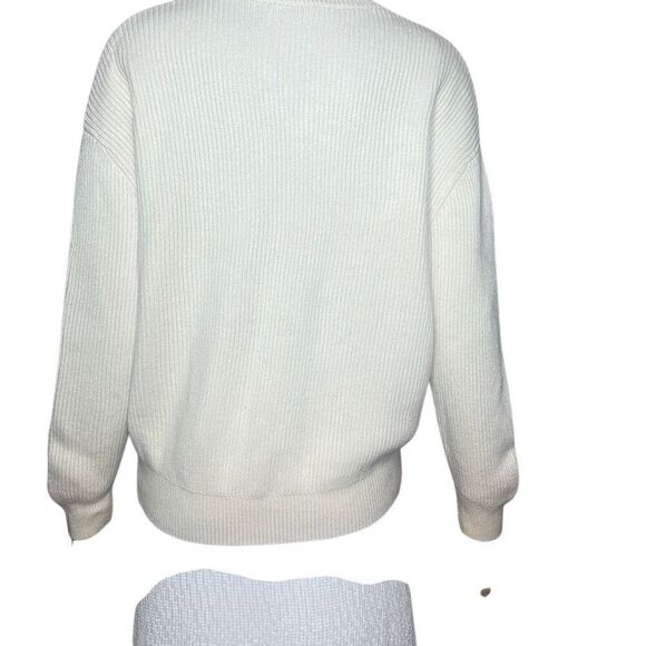 Zara White Wool V-neck Ribbed Sweater - Picture 5 of 11